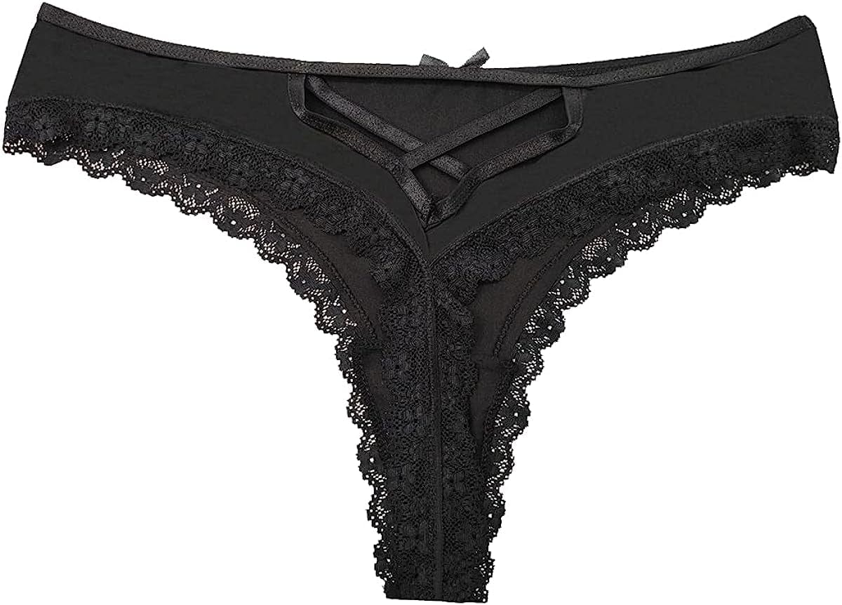 Confonze Sexy V-Back Criss Cross Panties Women Floral Lace Underwear Women'S Lingerie Bandage Briefs