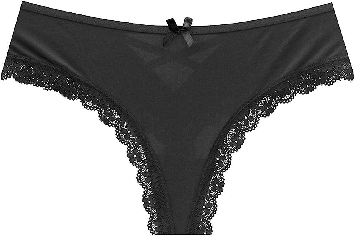 Confonze Sexy V-Back Criss Cross Panties Women Floral Lace Underwear Women'S Lingerie Bandage Briefs T-black / Large
