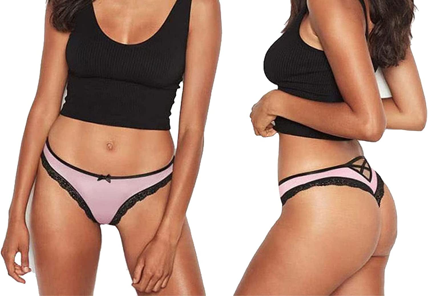 Confonze Sexy V-Back Criss Cross Panties Women Floral Lace Underwear Women'S Lingerie Bandage Briefs