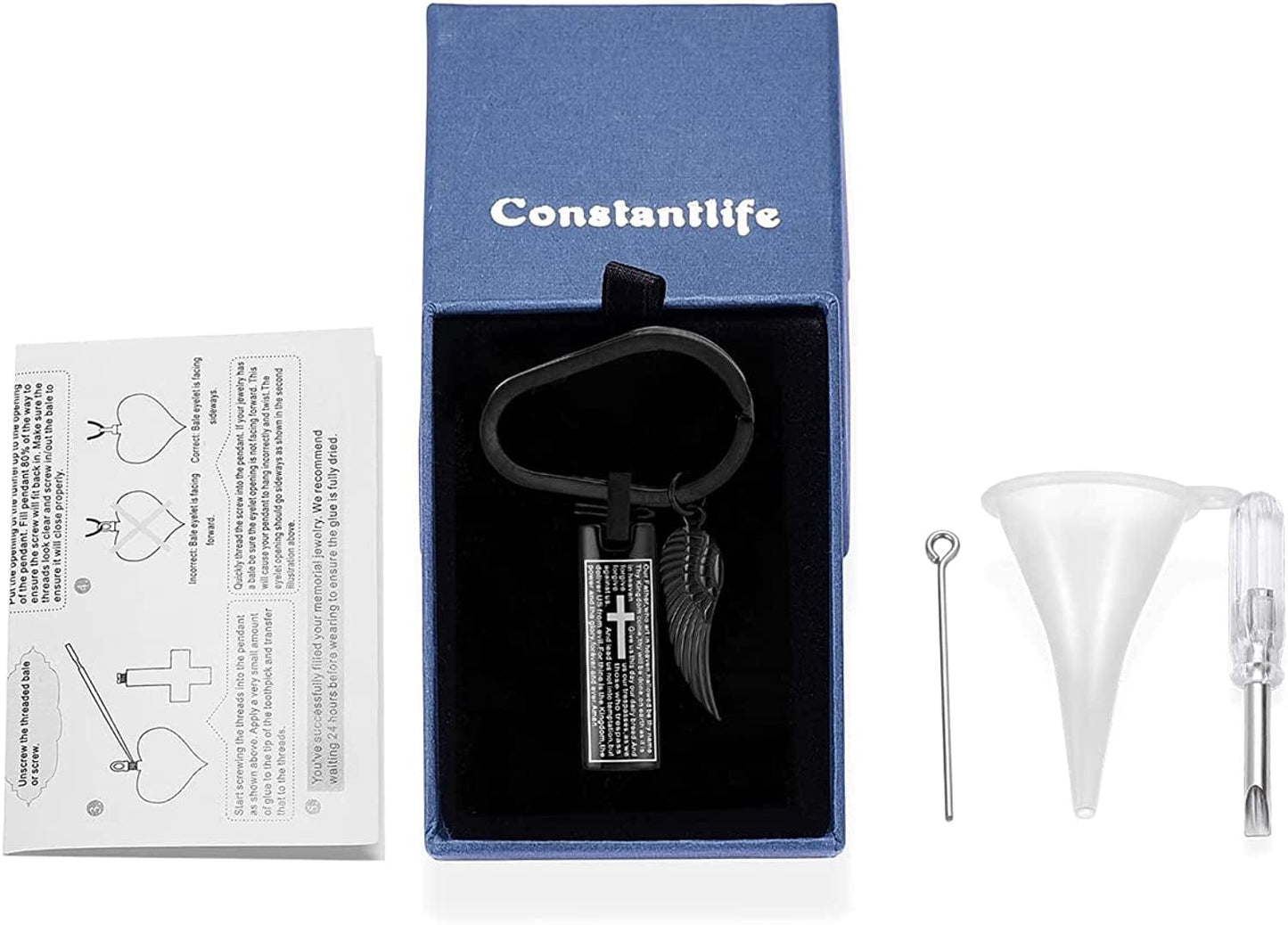 Constantlife Cremation Necklace Cremation Jewelry 30Mm Lord'S Prayer Stainless Steel Polished Cube Cremation Pendant Memorial Ashes Keepsake Urn Necklace