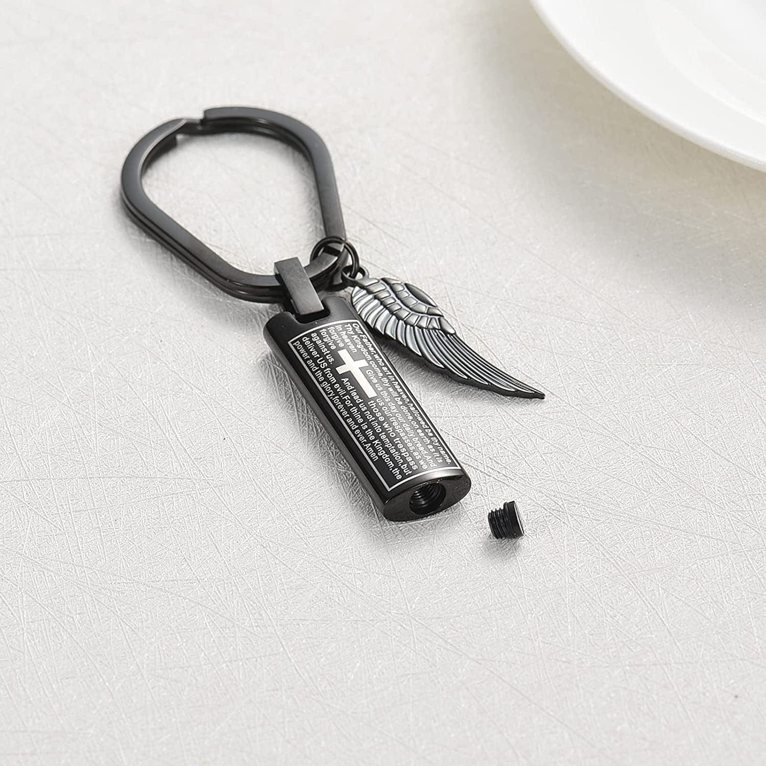 Constantlife Cremation Necklace Cremation Jewelry 30Mm Lord'S Prayer Stainless Steel Polished Cube Cremation Pendant Memorial Ashes Keepsake Urn Necklace