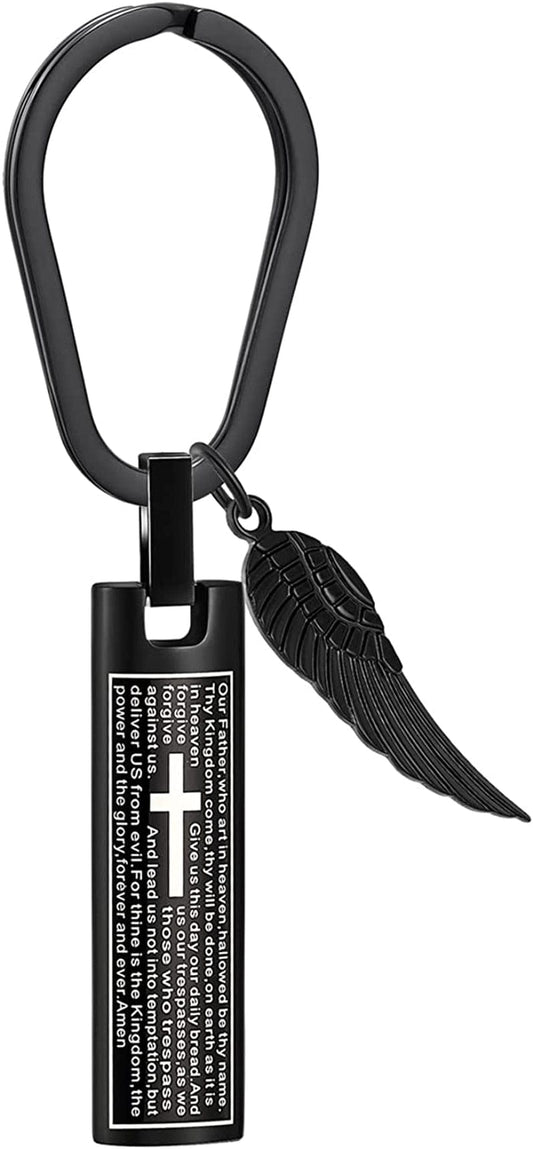 Constantlife Cremation Necklace Cremation Jewelry 30Mm Lord'S Prayer Stainless Steel Polished Cube Cremation Pendant Memorial Ashes Keepsake Urn Necklace Keychain-Black