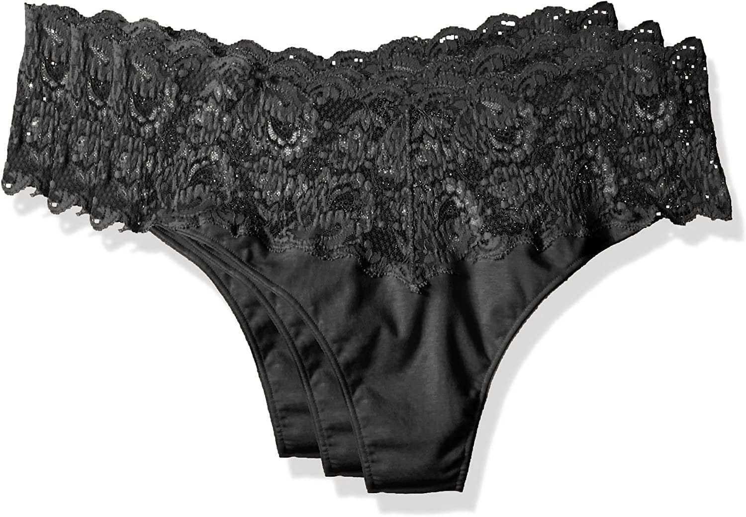 Cosabella Women'S Say Never Lovelie Thong plus Size 3 Pack Set Black/Black/Black / 18-22
