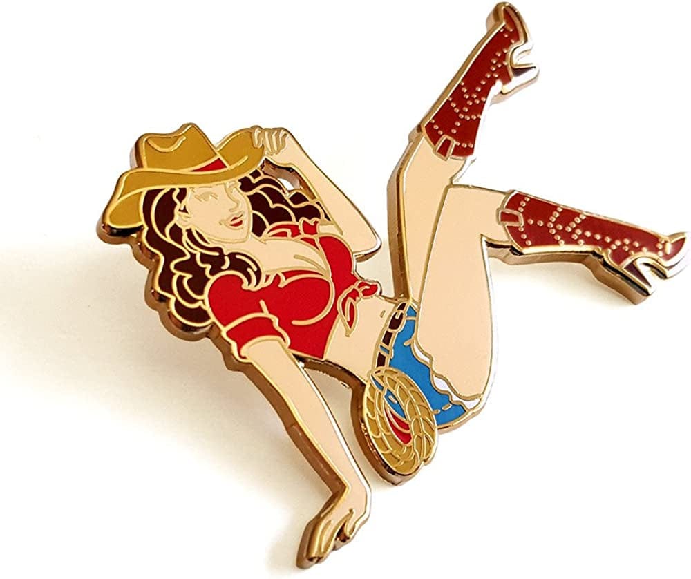 Cowgirl Pin up Enamel Lapel Pin