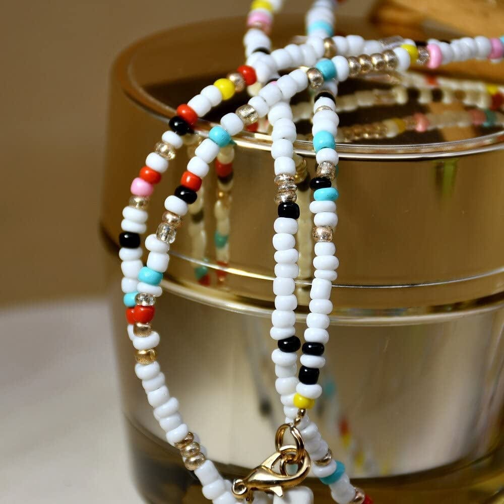 Cowrie Shell Choker Cross Colorful Beads Necklace for Women Long Chain Summer Beach Trendy Bohemian Bib Collier Femme 75Cm