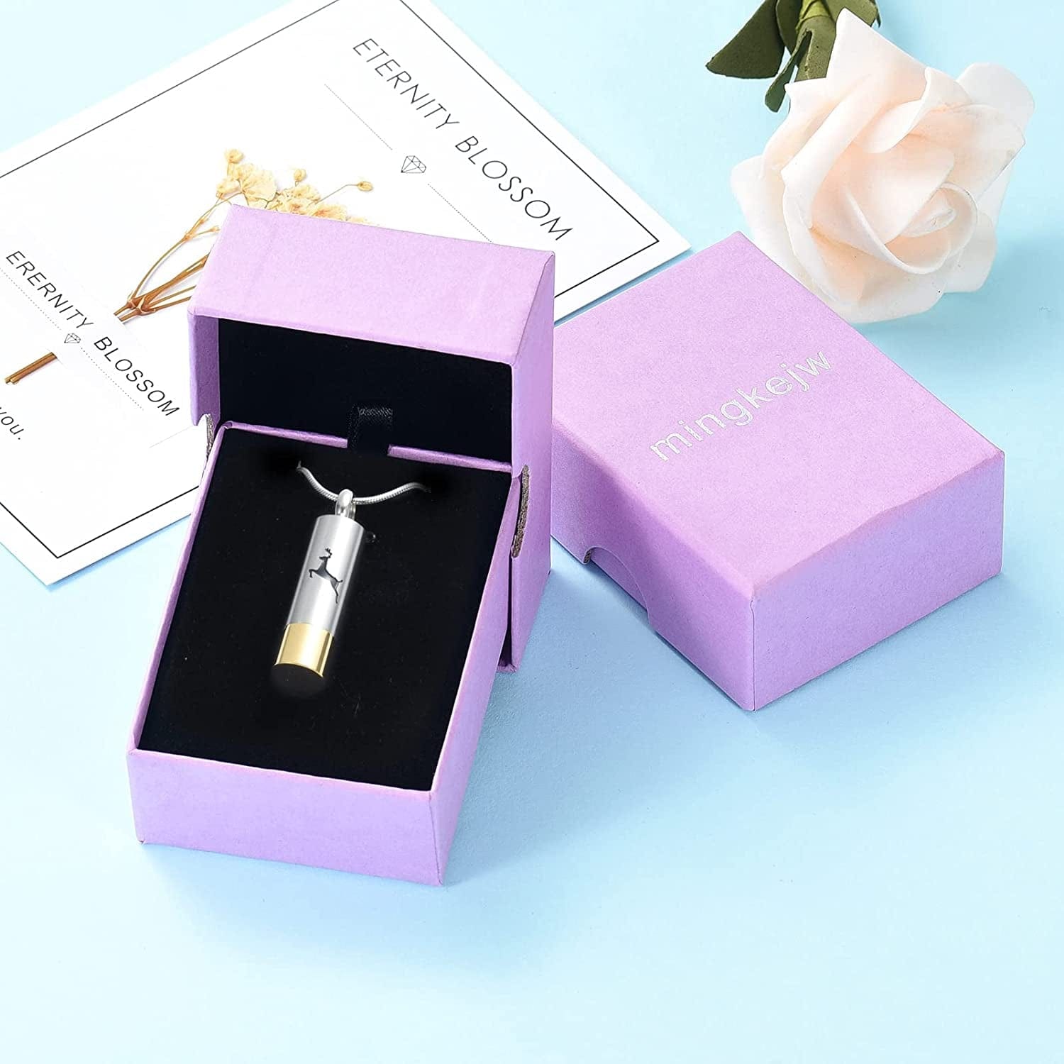 Cremation Jewelry Deer Urn Necklace for Ashes for Women Men Memorial Keepsake Necklace for Human Pet Ashes Pendant Silver