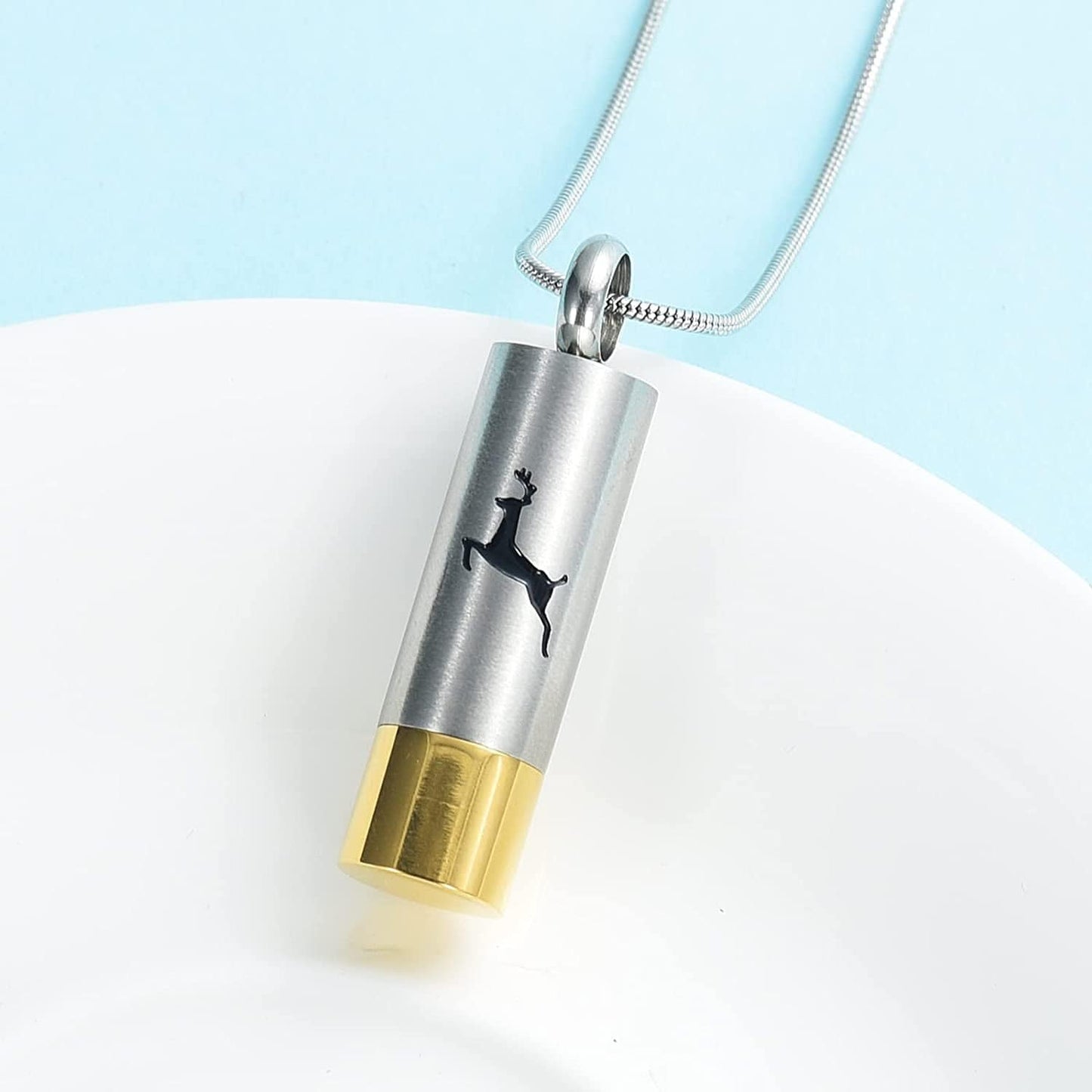 Cremation Jewelry Deer Urn Necklace for Ashes for Women Men Memorial Keepsake Necklace for Human Pet Ashes Pendant Silver