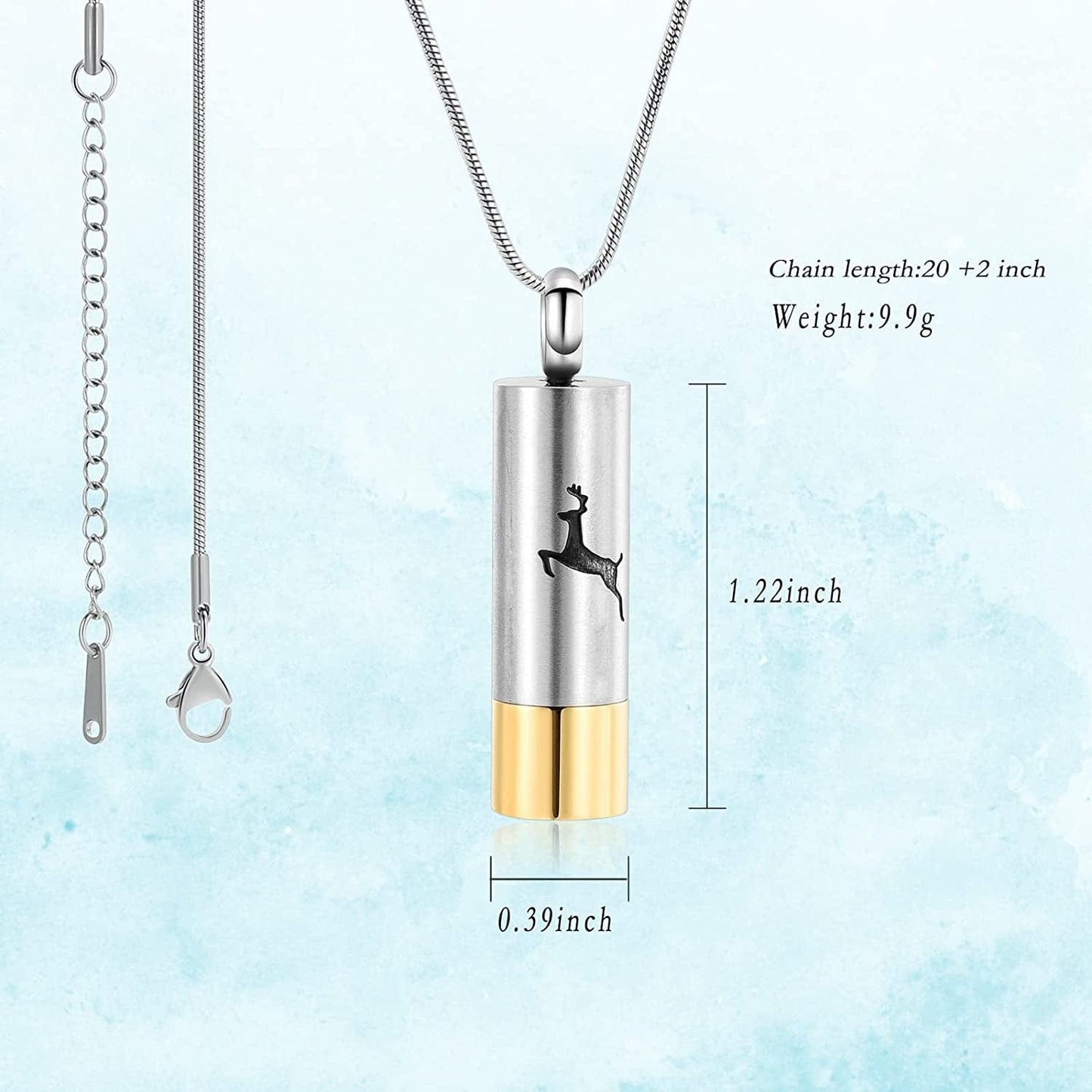 Cremation Jewelry Deer Urn Necklace for Ashes for Women Men Memorial Keepsake Necklace for Human Pet Ashes Pendant Silver