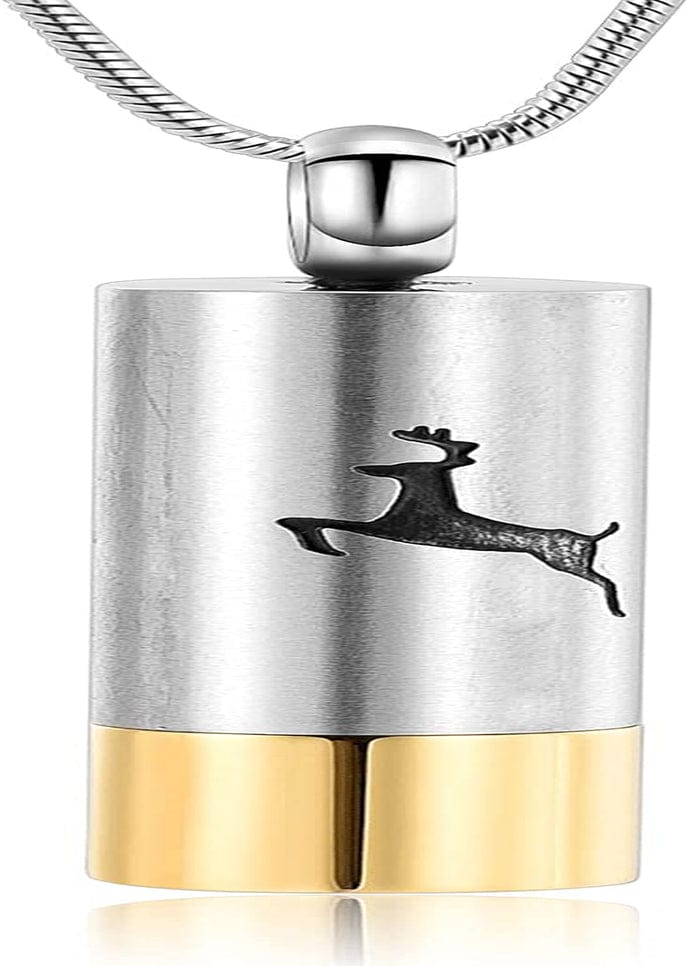 Cremation Jewelry Deer Urn Necklace for Ashes for Women Men Memorial Keepsake Necklace for Human Pet Ashes Pendant Silver