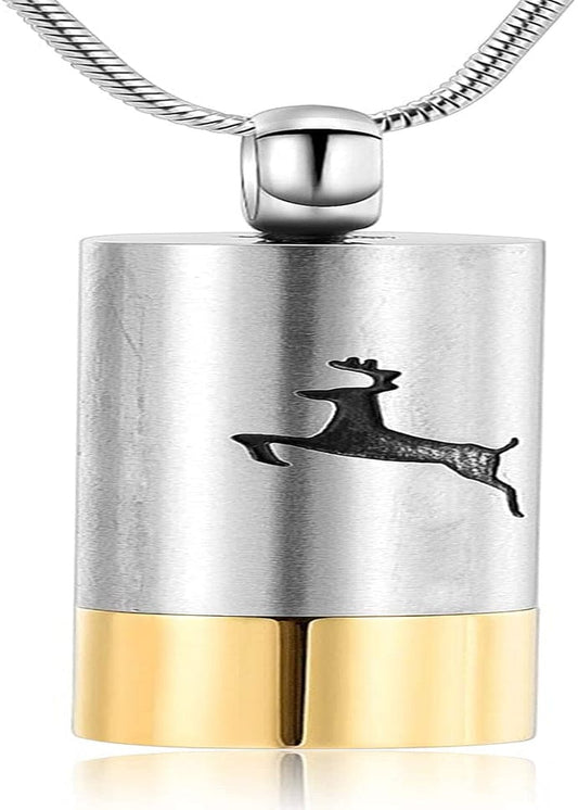 Cremation Jewelry Deer Urn Necklace for Ashes for Women Men Memorial Keepsake Necklace for Human Pet Ashes Pendant Silver