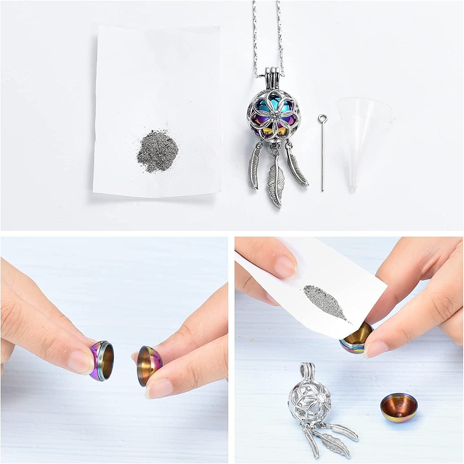 Cremation Jewelry Dream Catcher Urn Necklace for Ashes Flower with Feather Wings Ashes Pendant Necklace Cremation Keepsake Jewelry for Women Men Pet