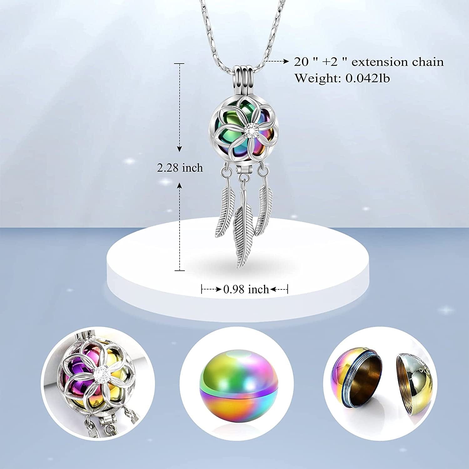 Cremation Jewelry Dream Catcher Urn Necklace for Ashes Flower with Feather Wings Ashes Pendant Necklace Cremation Keepsake Jewelry for Women Men Pet