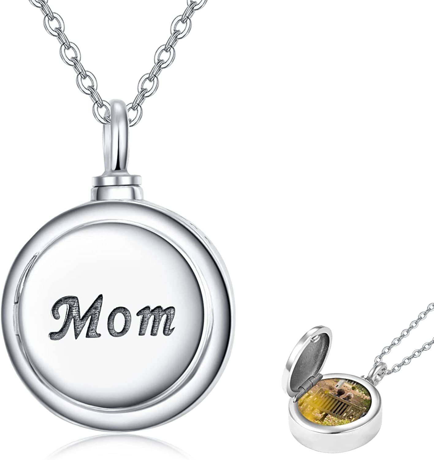 Cremation Jewelry for Ashes 925 Sterling Silver Urn Necklace for Ashes Keepsake Memories Necklace… Picture Locket Urn - Mom