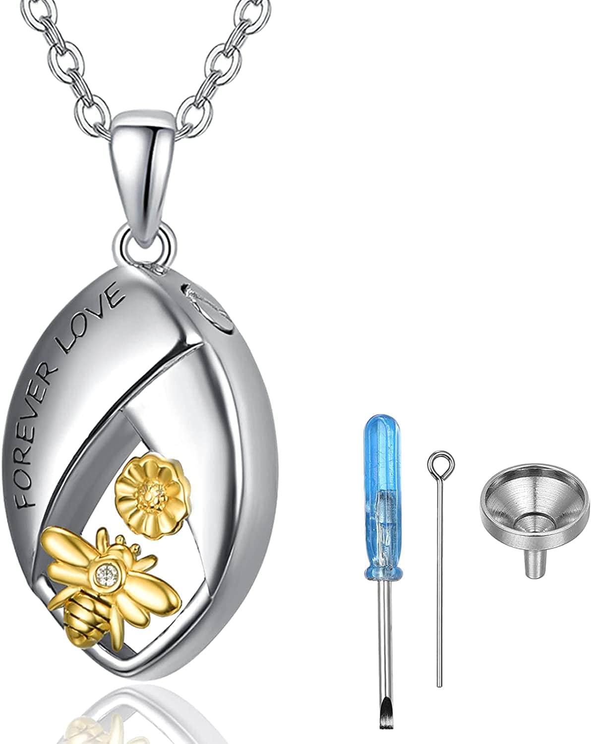Cremation Jewelry for Ashes 925 Sterling Silver Urn Necklace for Ashes Keepsake Memories Necklace… Bee Sunflower