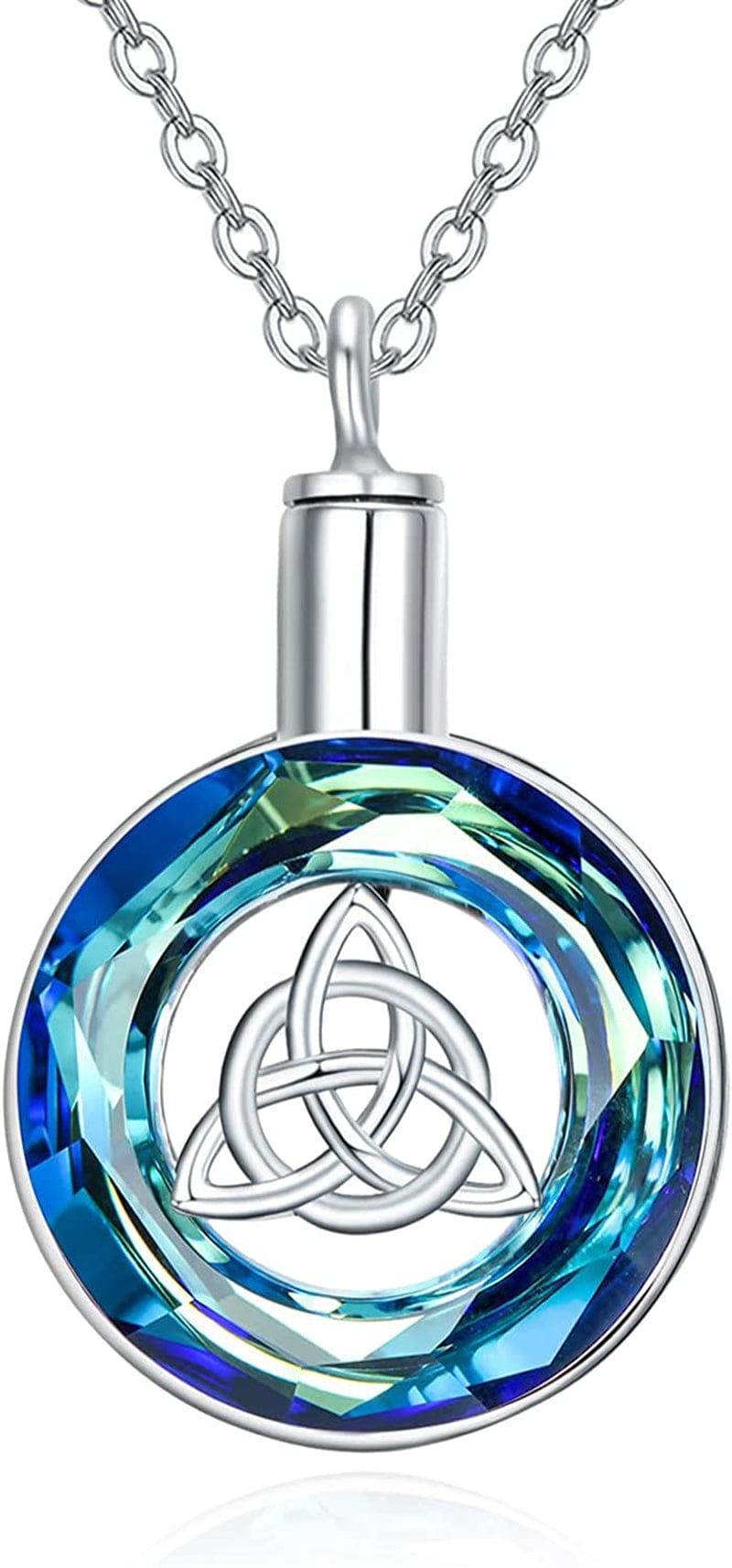 Cremation Jewelry for Ashes 925 Sterling Silver Urn Necklace for Ashes Keepsake Memories Necklace… Blue Crystal Urn