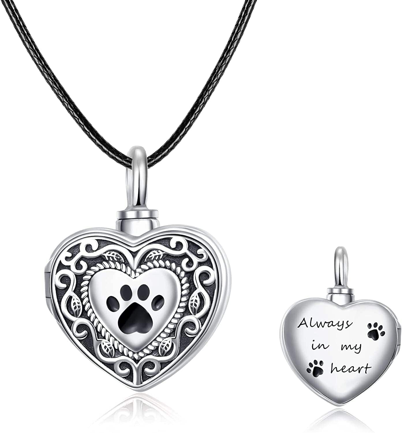 Cremation Jewelry for Ashes 925 Sterling Silver Urn Necklace for Ashes Keepsake Memories Necklace… Picture Locket Urn- Paw Print