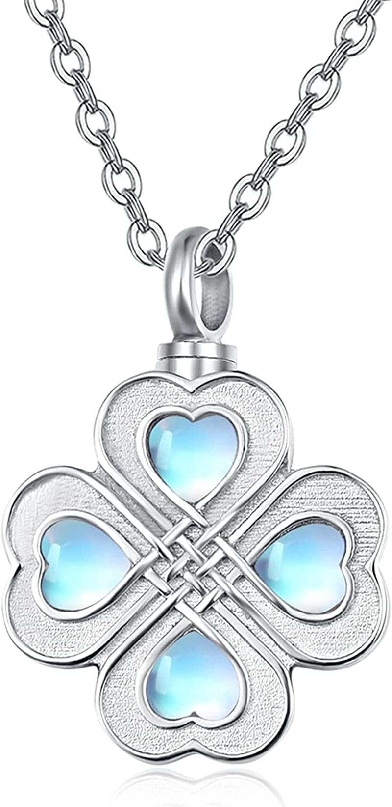 Cremation Jewelry for Ashes 925 Sterling Silver Urn Necklace for Ashes Keepsake Memories Necklace… Celtic Knot Moonstone
