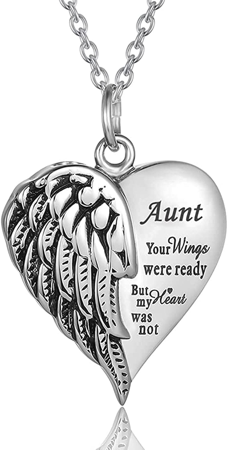Cremation Jewelry for Ashes Engraved "Your Wings Were Ready but My Heart Was Not"Heart Urn Necklace Memorial Pendant TX-Aunt