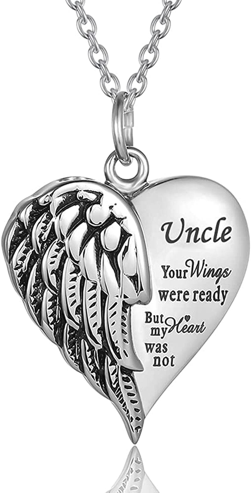 Cremation Jewelry for Ashes Engraved "Your Wings Were Ready but My Heart Was Not"Heart Urn Necklace Memorial Pendant TX-Uncle