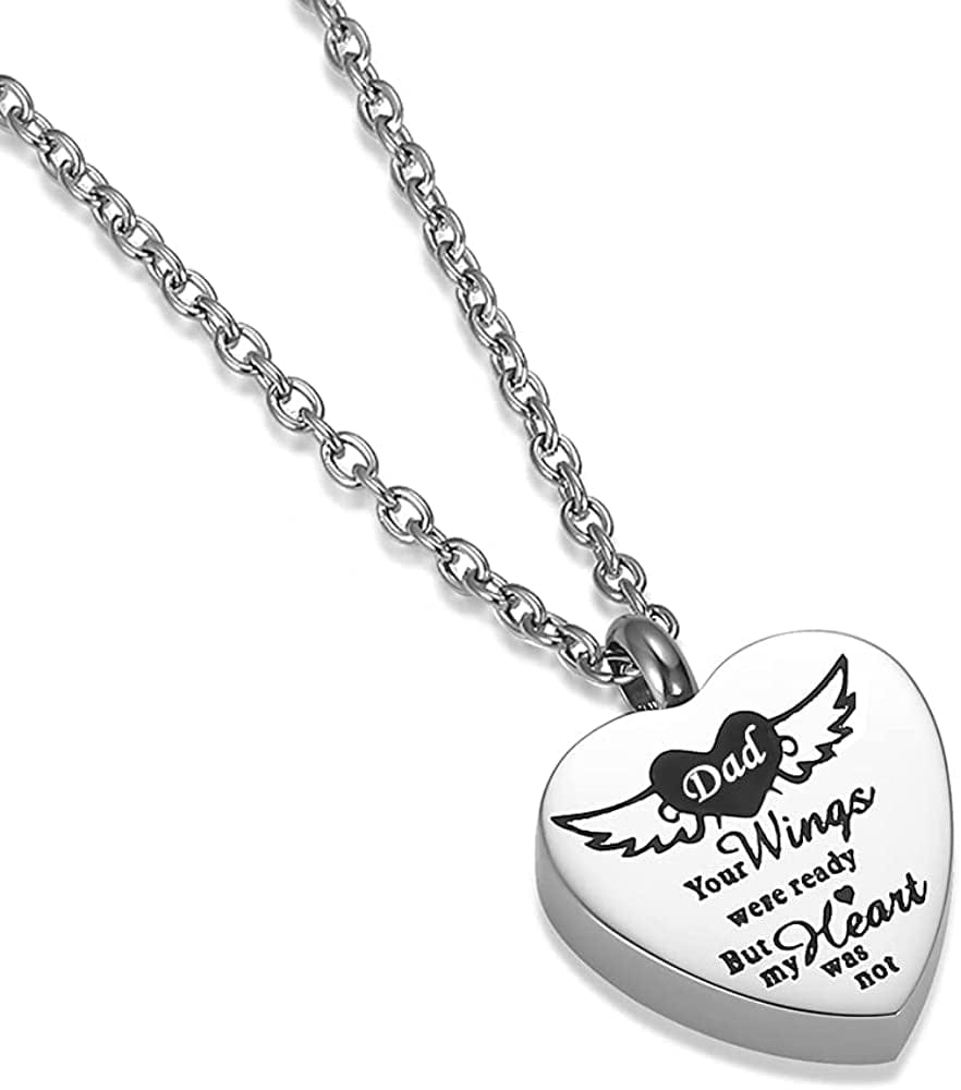 Cremation Jewelry for Ashes Pendant for Dad Mom Stainless Steel Heart Cremation Urn Necklace Memorial Pendant with Fill Kit