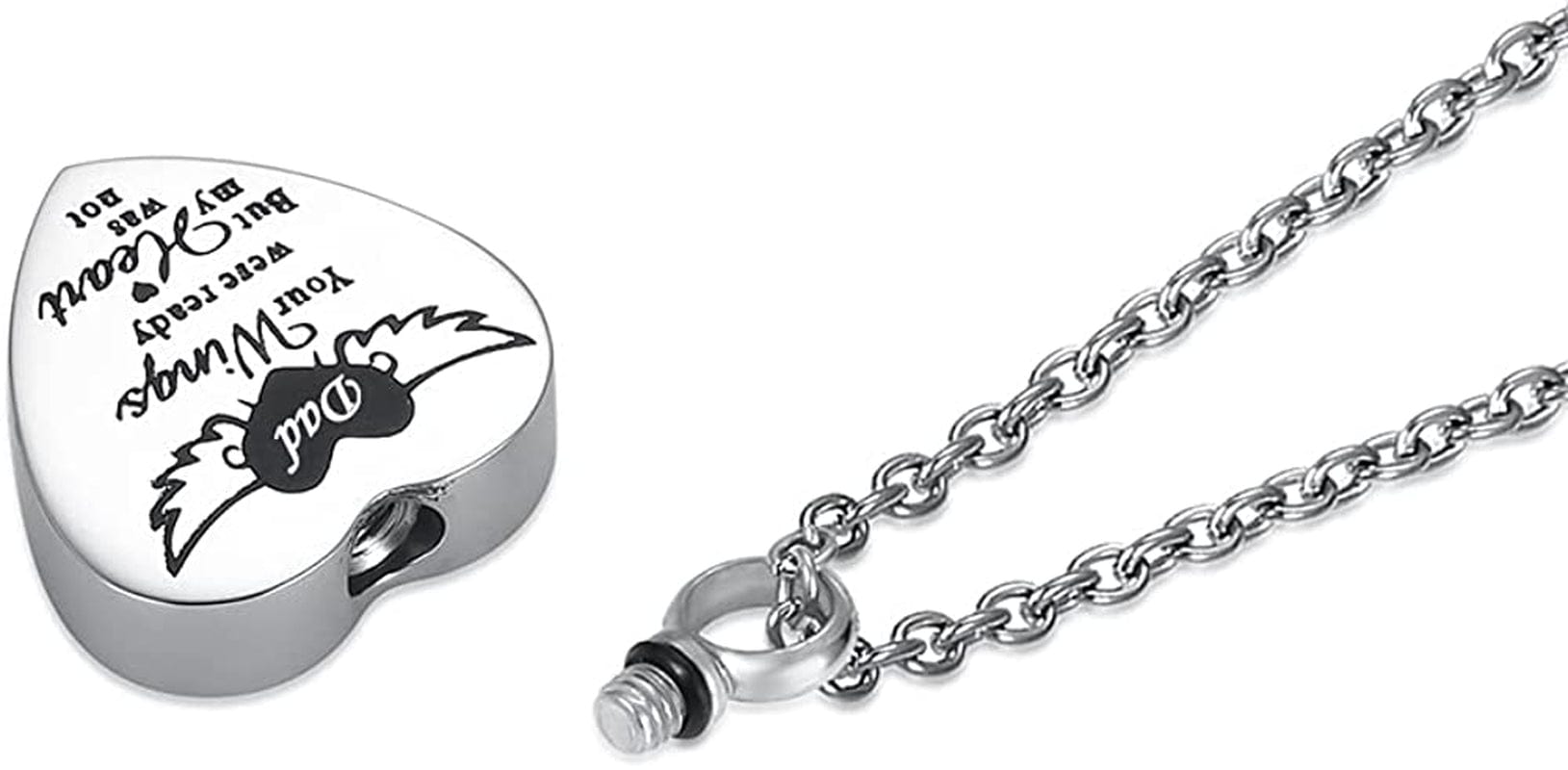 Cremation Jewelry for Ashes Pendant for Dad Mom Stainless Steel Heart Cremation Urn Necklace Memorial Pendant with Fill Kit