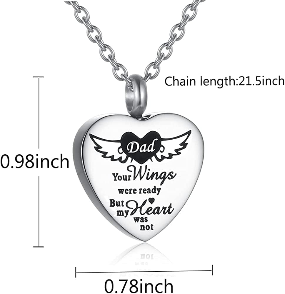 Cremation Jewelry for Ashes Pendant for Dad Mom Stainless Steel Heart Cremation Urn Necklace Memorial Pendant with Fill Kit