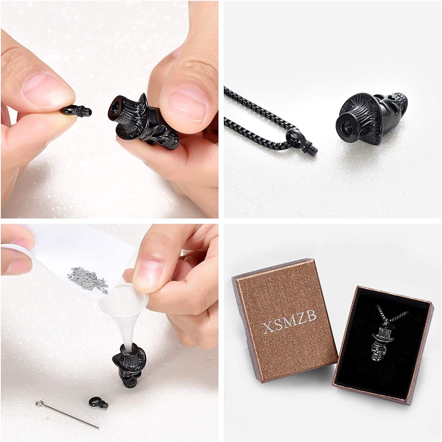 Cremation Jewelry for Ashes Urn Necklace for Ashes Skull Urn Necklace for Pet Human Ashes Urn Pendant for Men Women Memorial Ash Keepsake