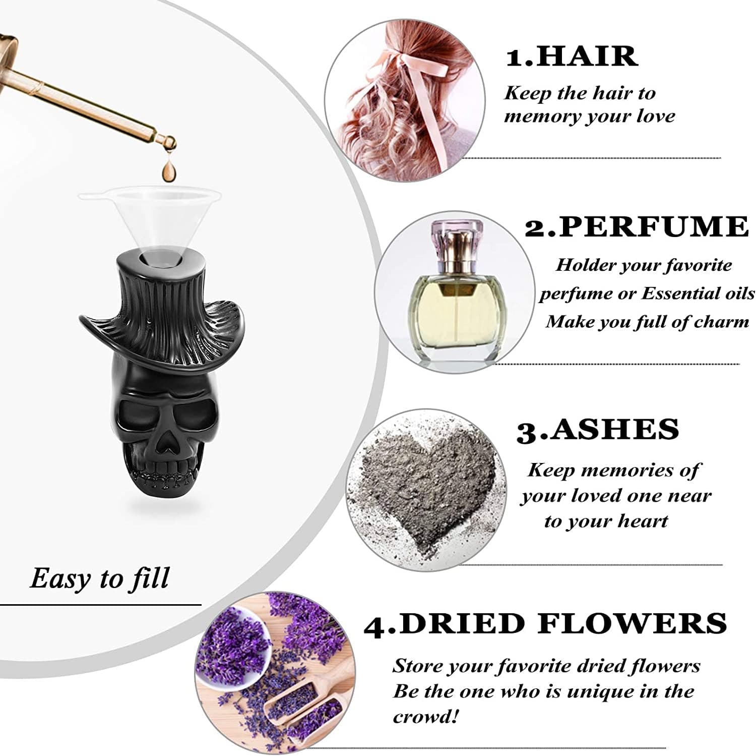 Cremation Jewelry for Ashes Urn Necklace for Ashes Skull Urn Necklace for Pet Human Ashes Urn Pendant for Men Women Memorial Ash Keepsake