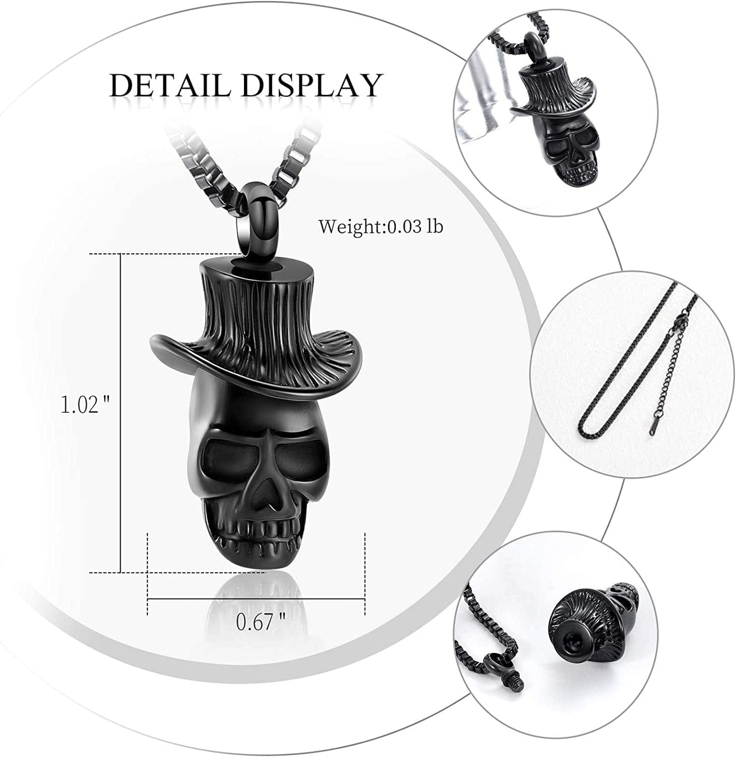 Cremation Jewelry for Ashes Urn Necklace for Ashes Skull Urn Necklace for Pet Human Ashes Urn Pendant for Men Women Memorial Ash Keepsake