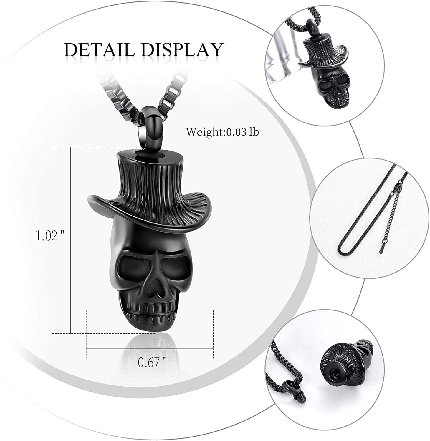 Cremation Jewelry for Ashes Urn Necklace for Ashes Skull Urn Necklace for Pet Human Ashes Urn Pendant for Men Women Memorial Ash Keepsake