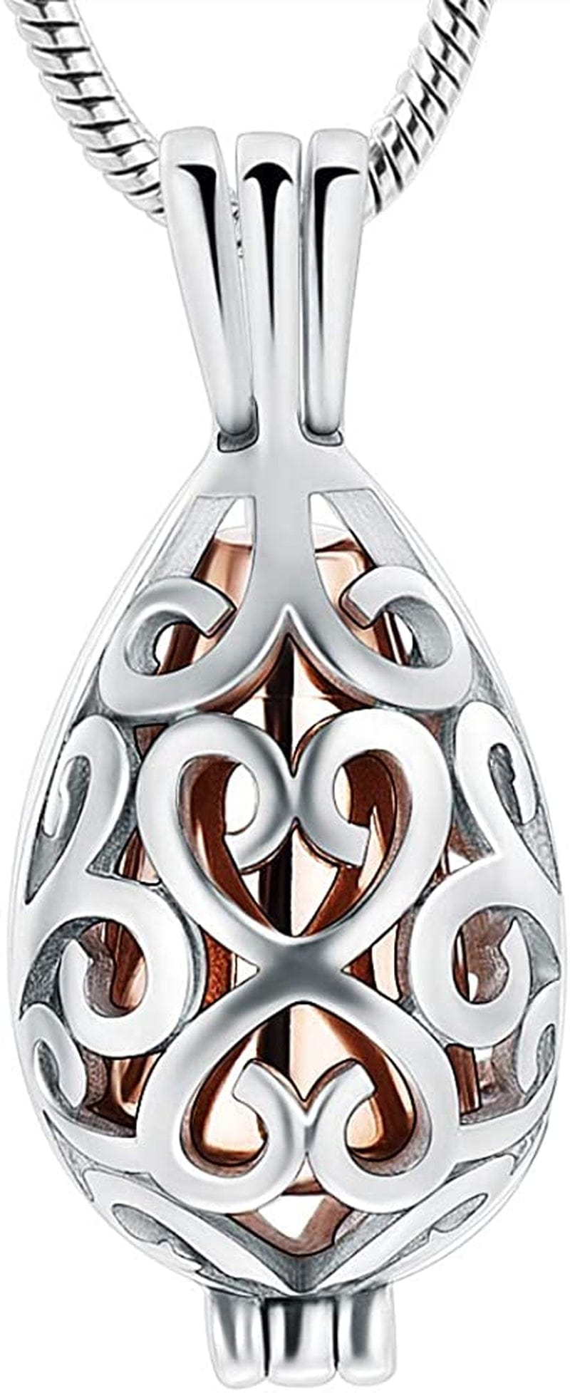 Cremation Jewelry Urn Pendant Necklace with Hollow Urn Cremation Jewelry for Ashes Lotus Flower Shape RG-Drop