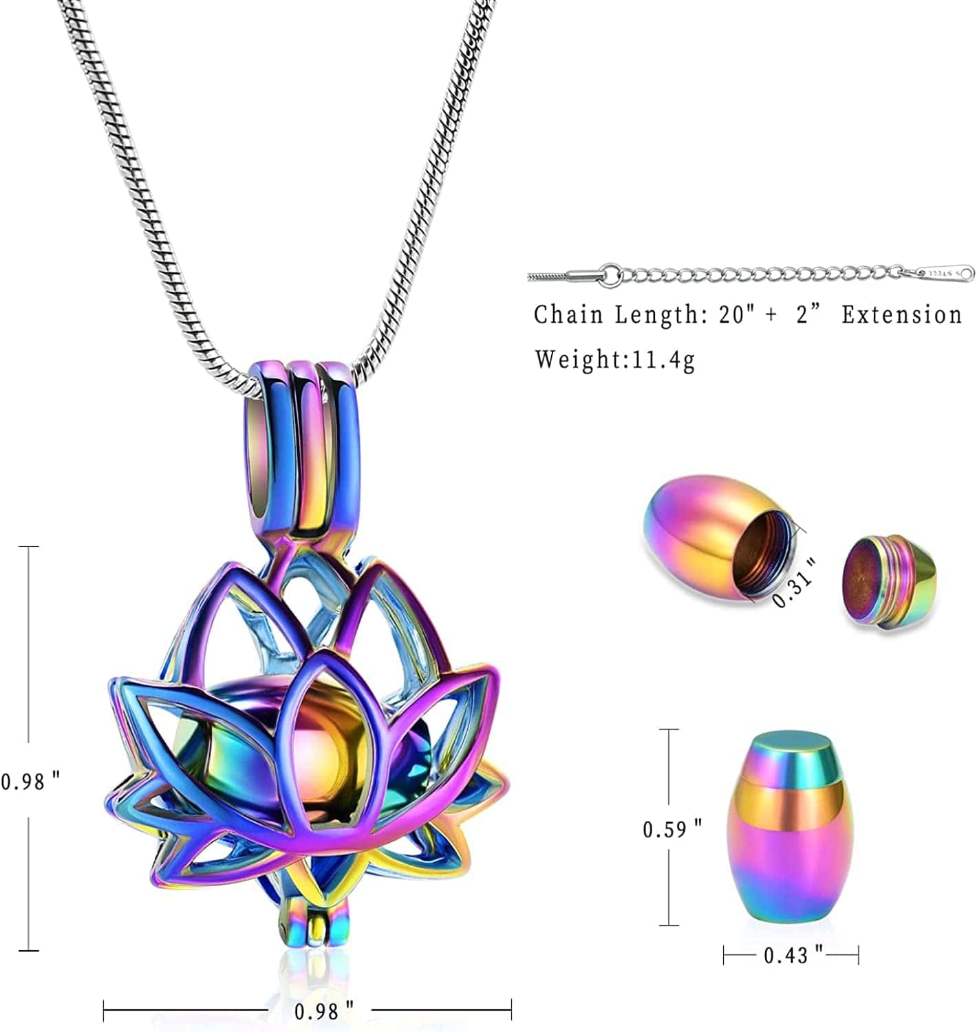 Cremation Jewelry Urn Pendant Necklace with Hollow Urn Cremation Jewelry for Ashes Lotus Flower Shape