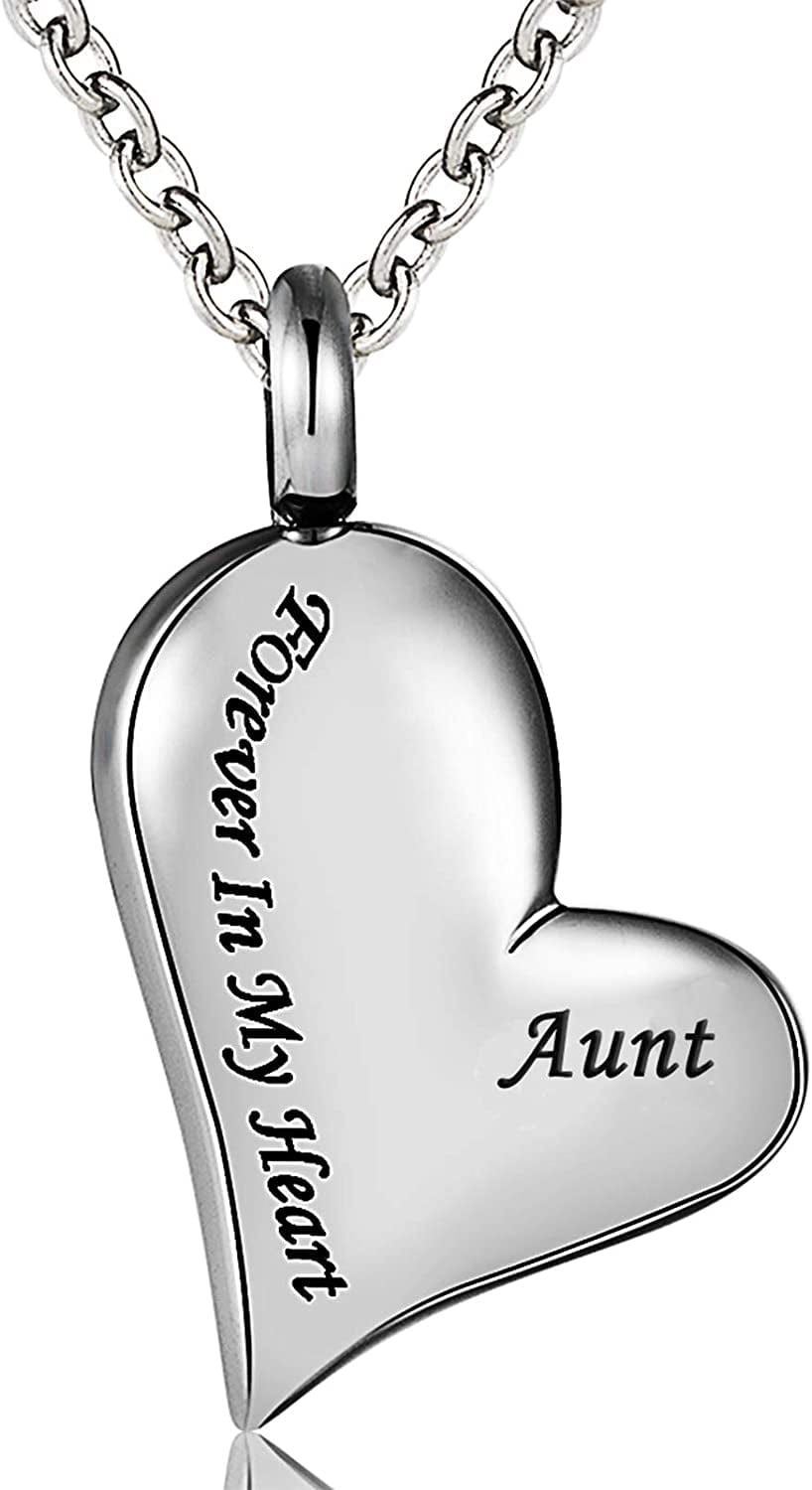 Cremation Urn Ashes Necklace Dad Forever in My Heart Stainless Steel Keepsake Waterproof Memorial Pendant Aunt