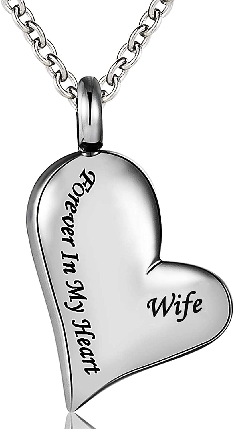 Cremation Urn Ashes Necklace Dad Forever in My Heart Stainless Steel Keepsake Waterproof Memorial Pendant Wife