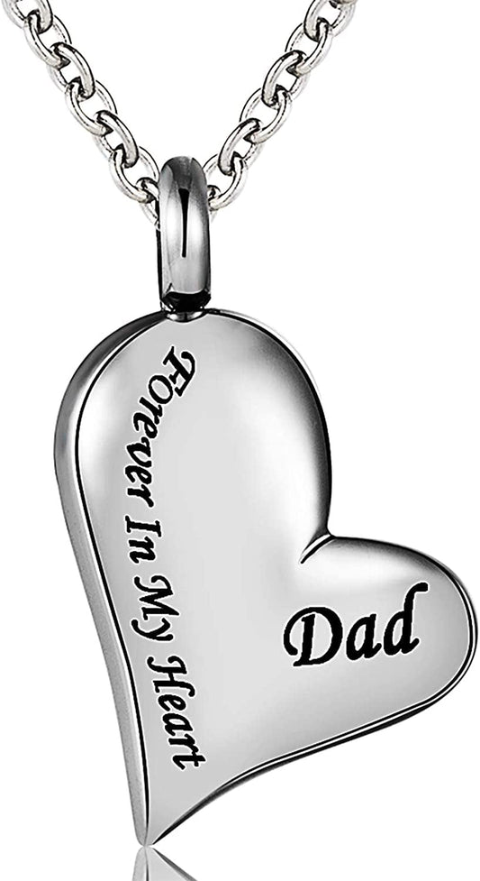 Cremation Urn Ashes Necklace Dad Forever in My Heart Stainless Steel Keepsake Waterproof Memorial Pendant dad