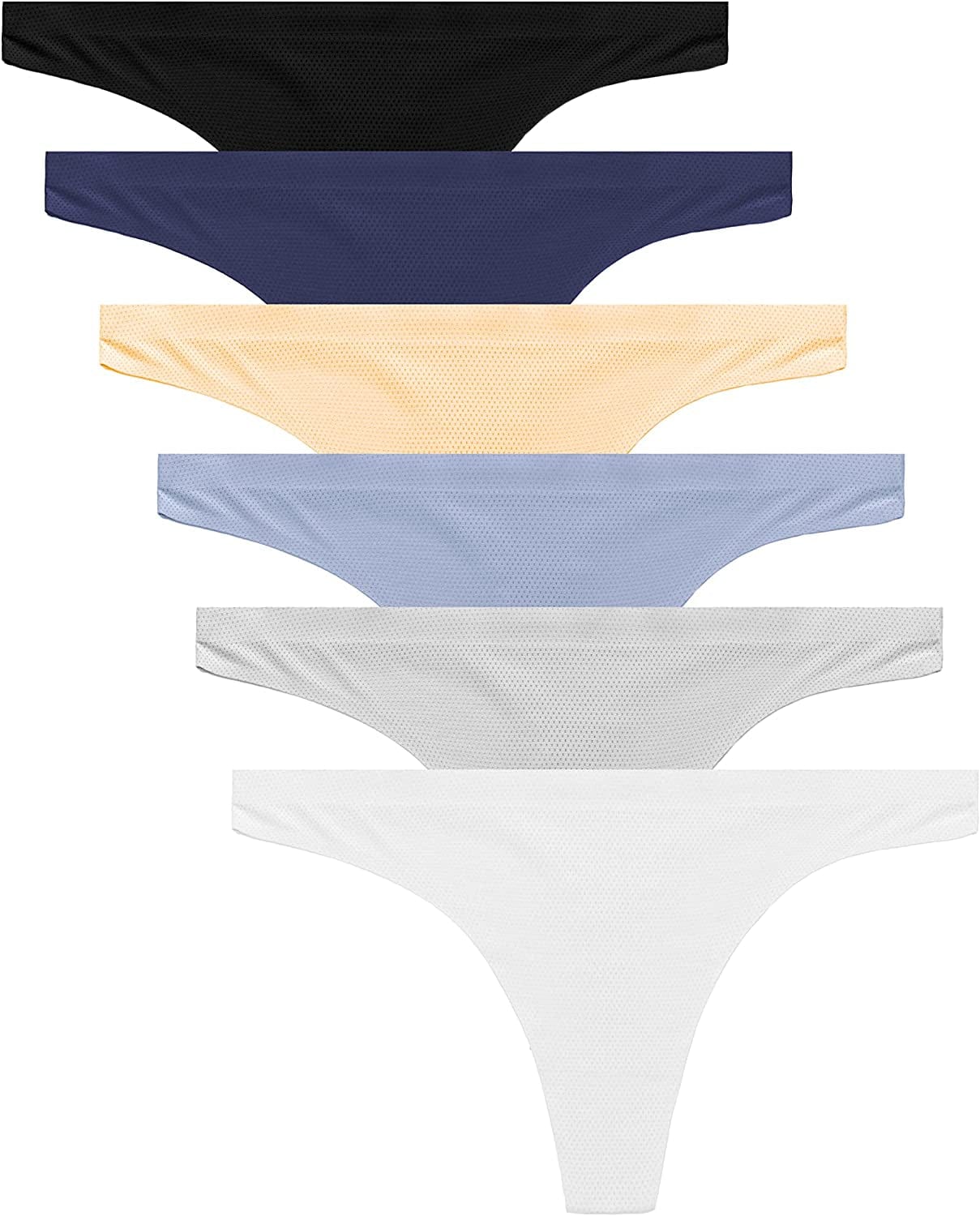 CRISAN Seamless Thongs for Women Nylon No Show Thong Underwear Women 6 Pack E-5 Pack Printing / Large