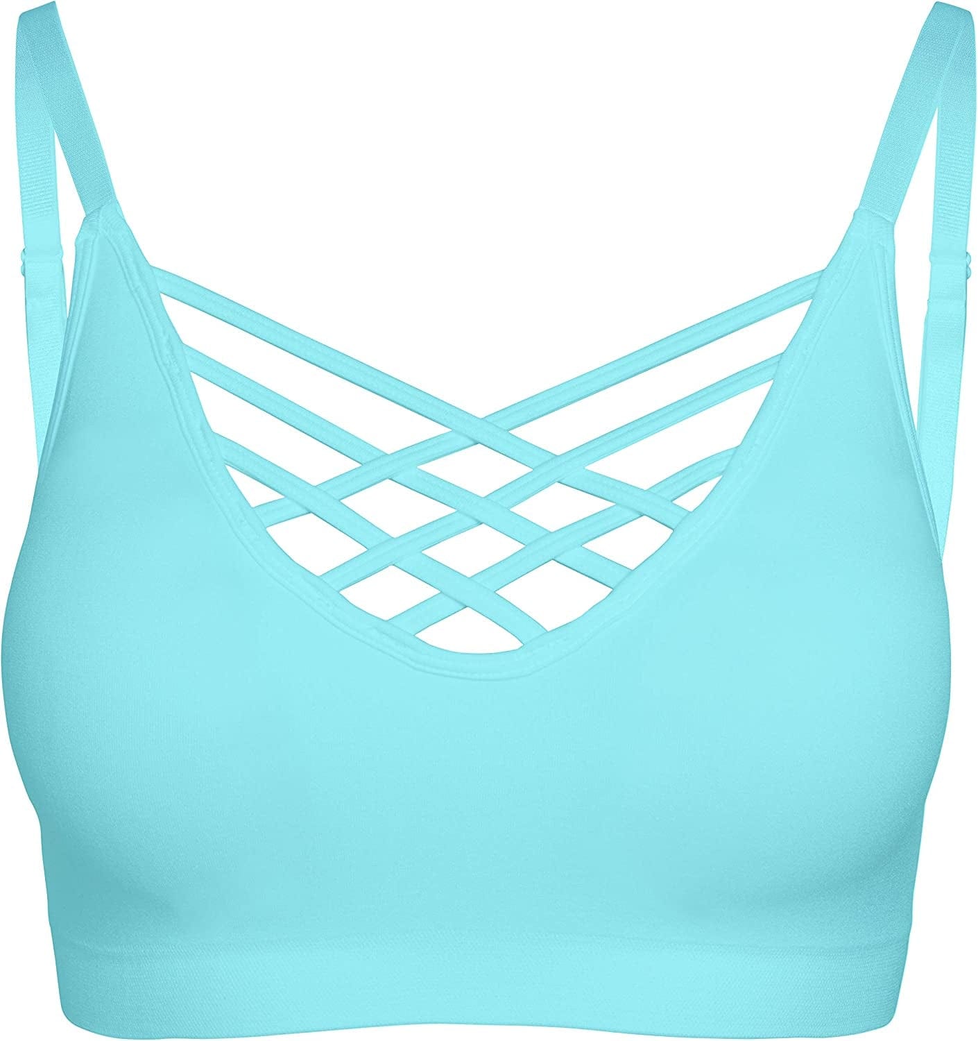 Crisscross Seamless Padded Bralette – Caged Cami Top with Removable Pads Regular to plus Size 009_ashmint / Large