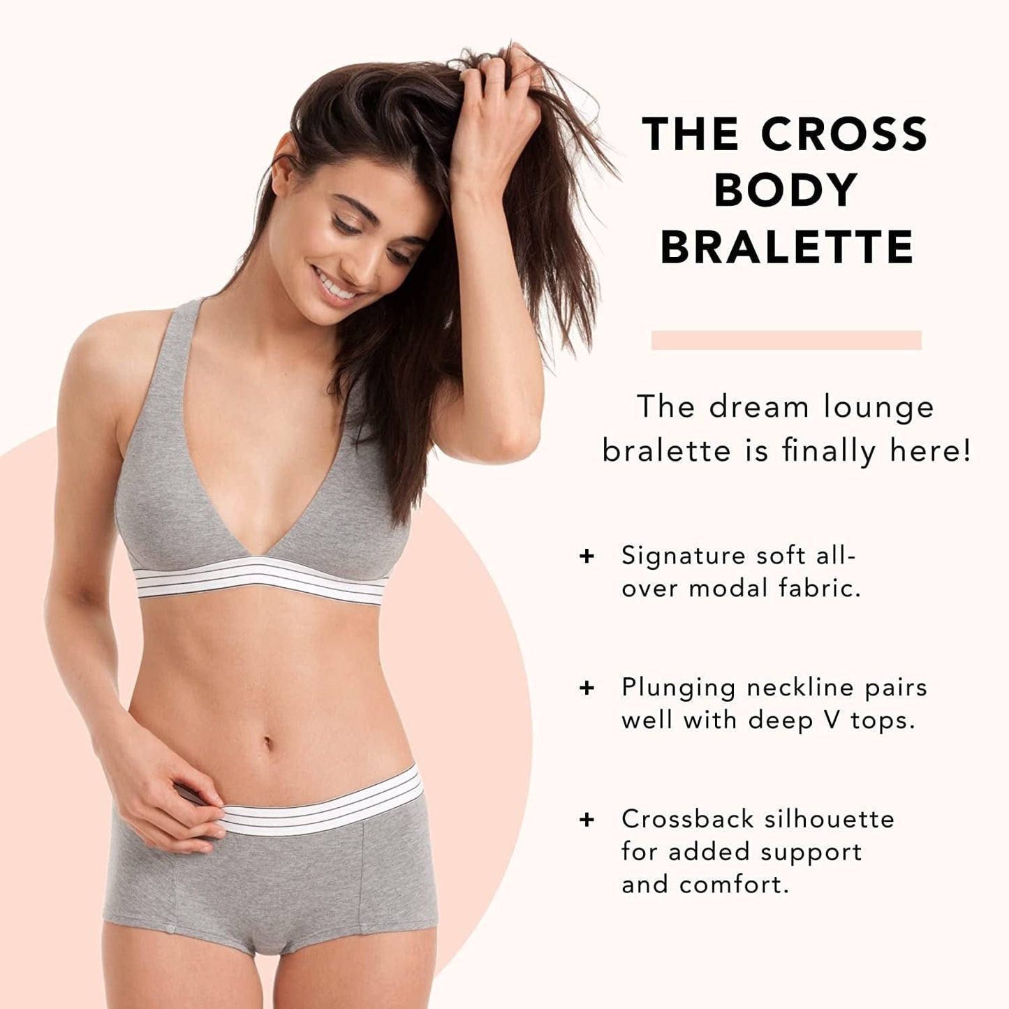 Cross Back Bralette - Modal Cotton Bra, Wireless Deep V Bra - Lounge Bra, Everyday Bras, and Comfy Bras for Women