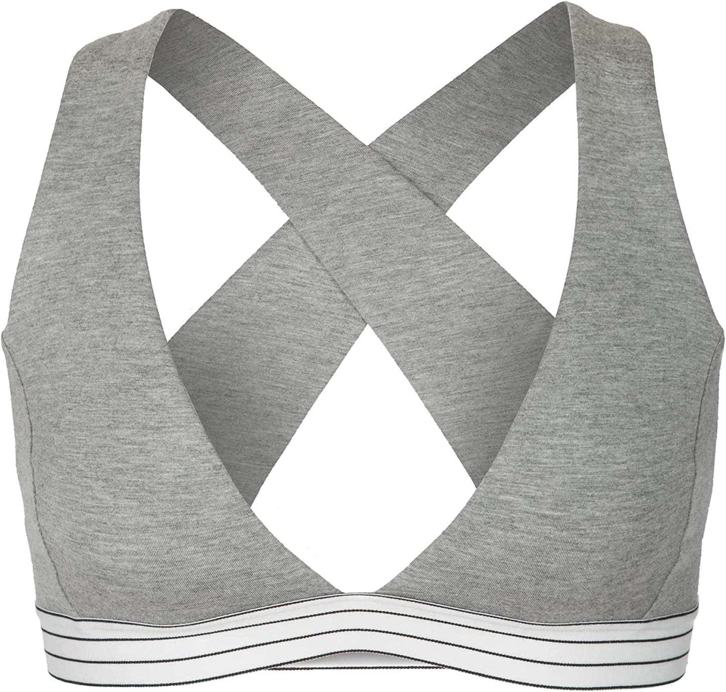 Cross Back Bralette - Modal Cotton Bra, Wireless Deep V Bra - Lounge Bra, Everyday Bras, and Comfy Bras for Women Heather Gray / X-Small
