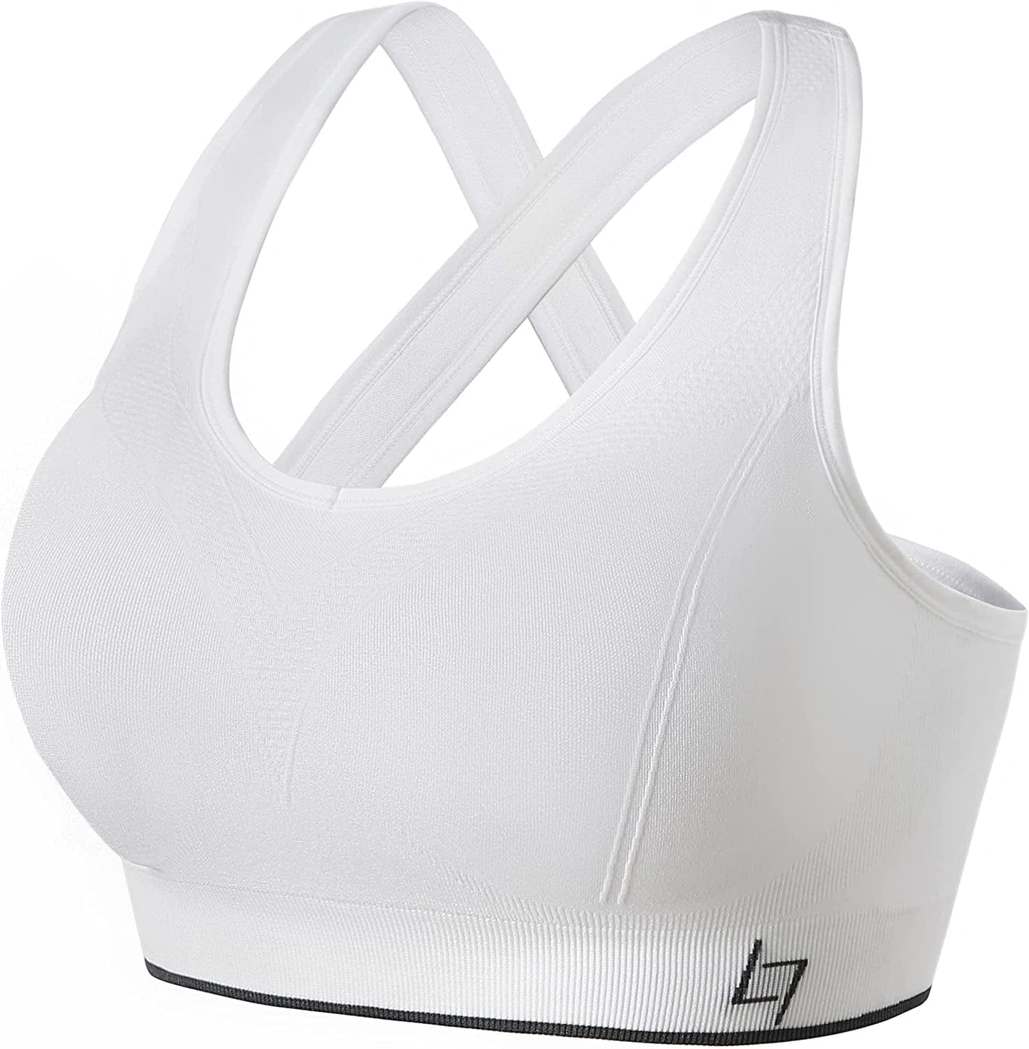 Cross Back Sports Bras for Women - Seamless Sports Bra with Removable Padded for Yoga Gym Workout E-white / Small