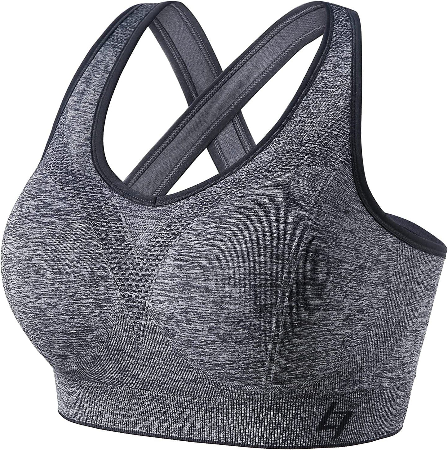 Cross Back Sports Bras for Women - Seamless Sports Bra with Removable Padded for Yoga Gym Workout D-grey / Small