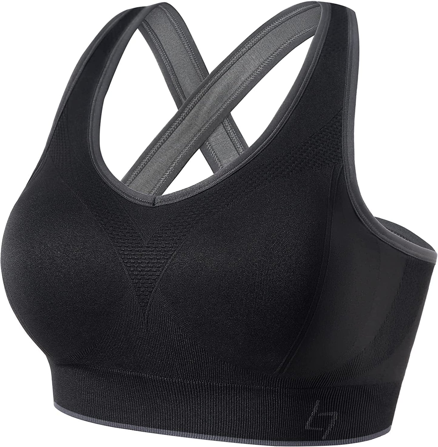 Cross Back Sports Bras for Women - Seamless Sports Bra with Removable Padded for Yoga Gym Workout C-black / XX-Large