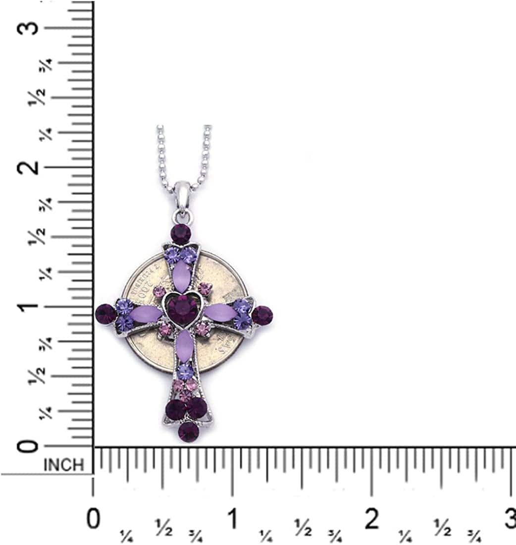 Cross Heart Pendant Necklace Women Fashion Jewelry Purple