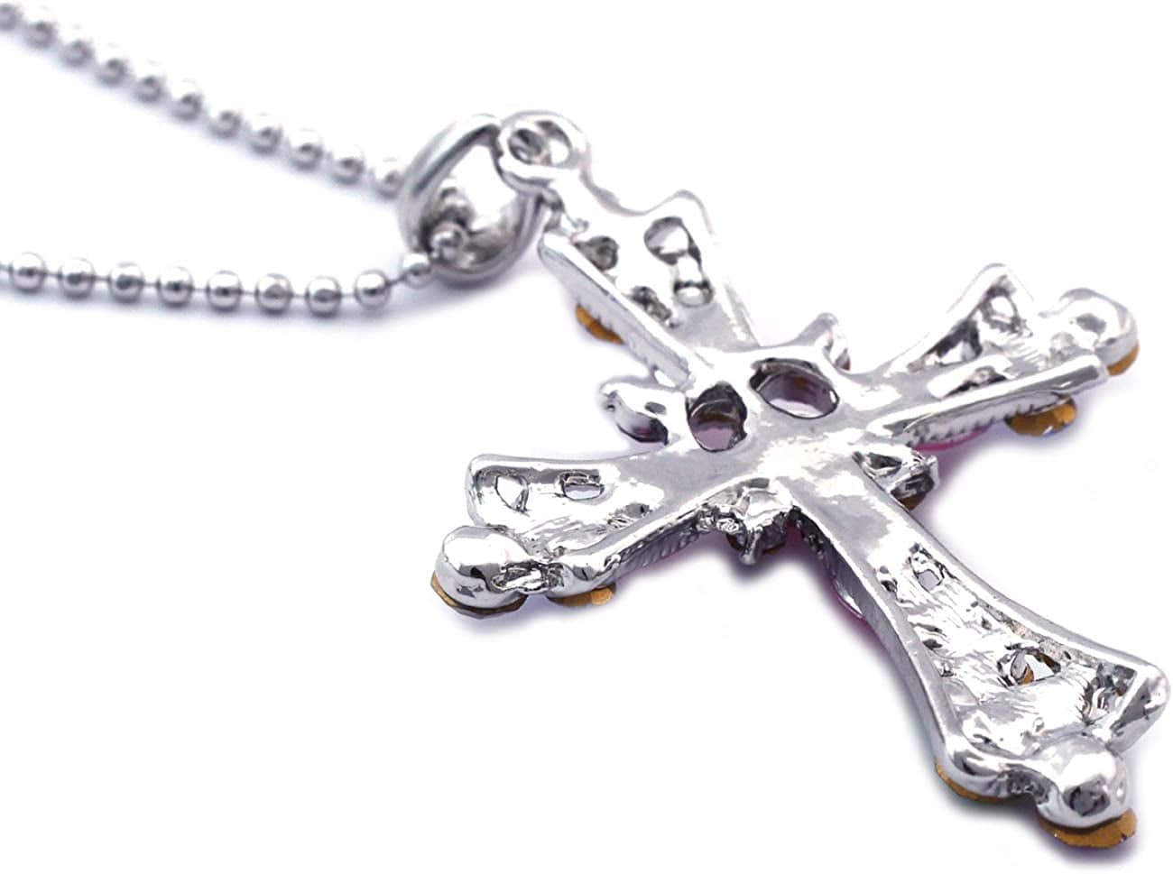 Cross Heart Pendant Necklace Women Fashion Jewelry Purple