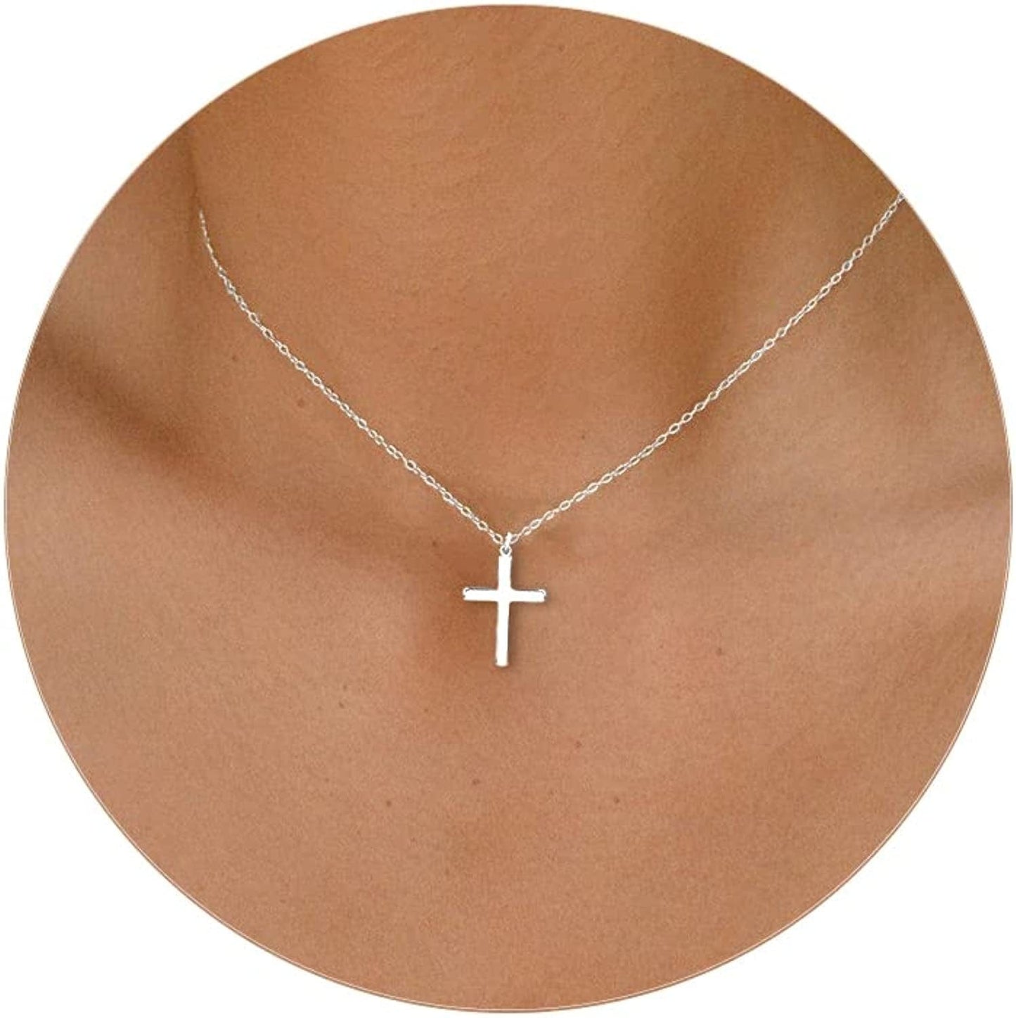 Cross Necklace for Women, 14K Gold Plated/Sterling Silver Chain Necklace Dainty Layered Gold Cross Pendant Necklace Simple Cute Necklaces for Women Gold Jewelry for Women Style 9