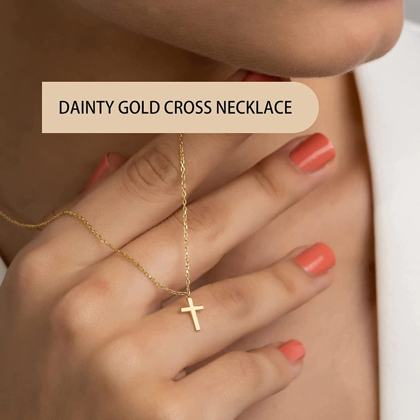 Cross Necklace for Women, 14K Gold Plated/Sterling Silver Chain Necklace Dainty Layered Gold Cross Pendant Necklace Simple Cute Necklaces for Women Gold Jewelry for Women