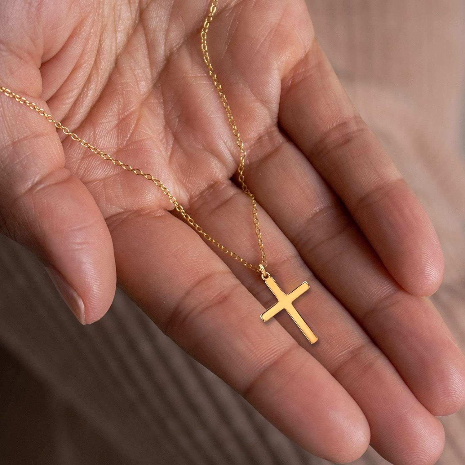 Cross Necklace for Women, 14K Gold Plated/Sterling Silver Chain Necklace Dainty Layered Gold Cross Pendant Necklace Simple Cute Necklaces for Women Gold Jewelry for Women