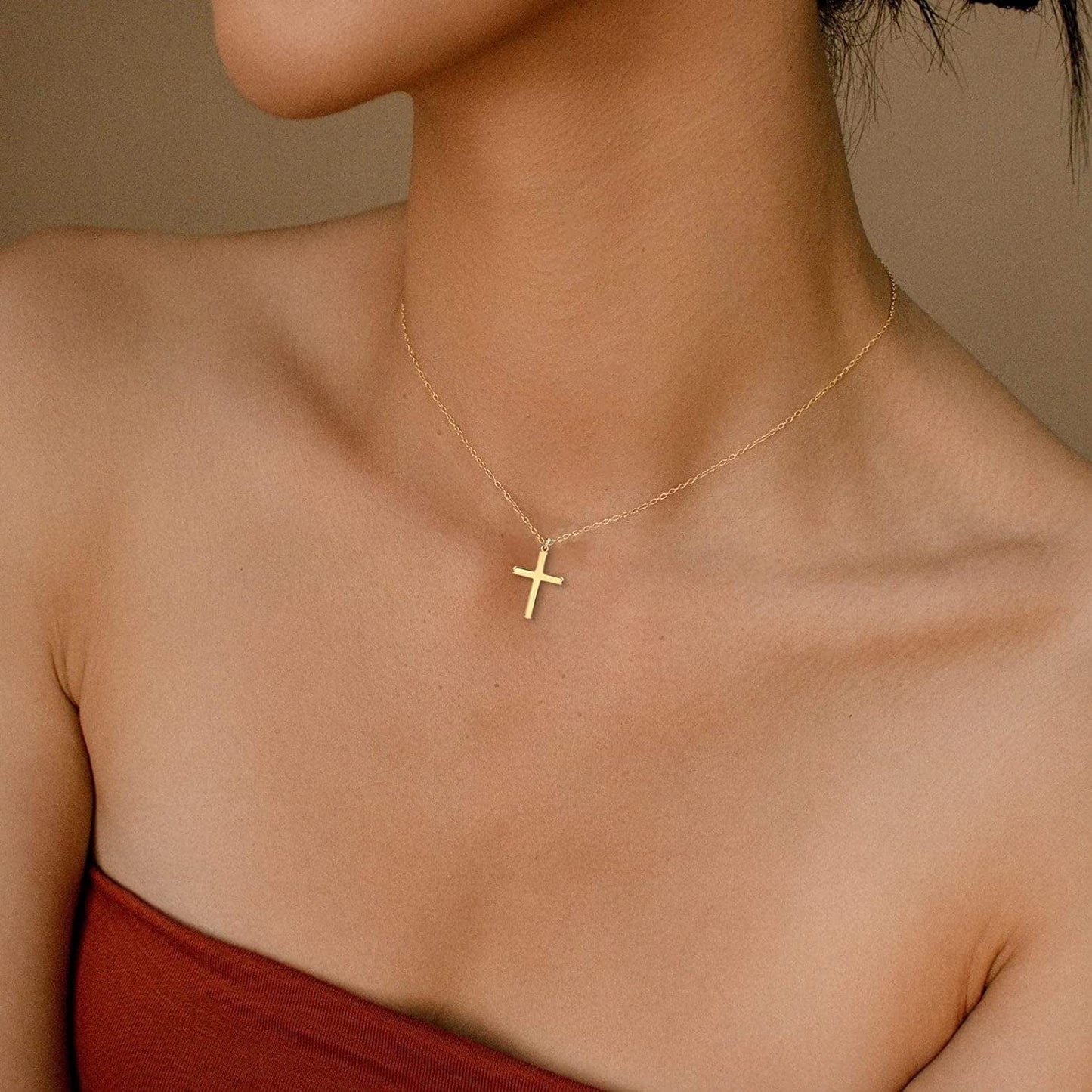 Cross Necklace for Women, 14K Gold Plated/Sterling Silver Chain Necklace Dainty Layered Gold Cross Pendant Necklace Simple Cute Necklaces for Women Gold Jewelry for Women