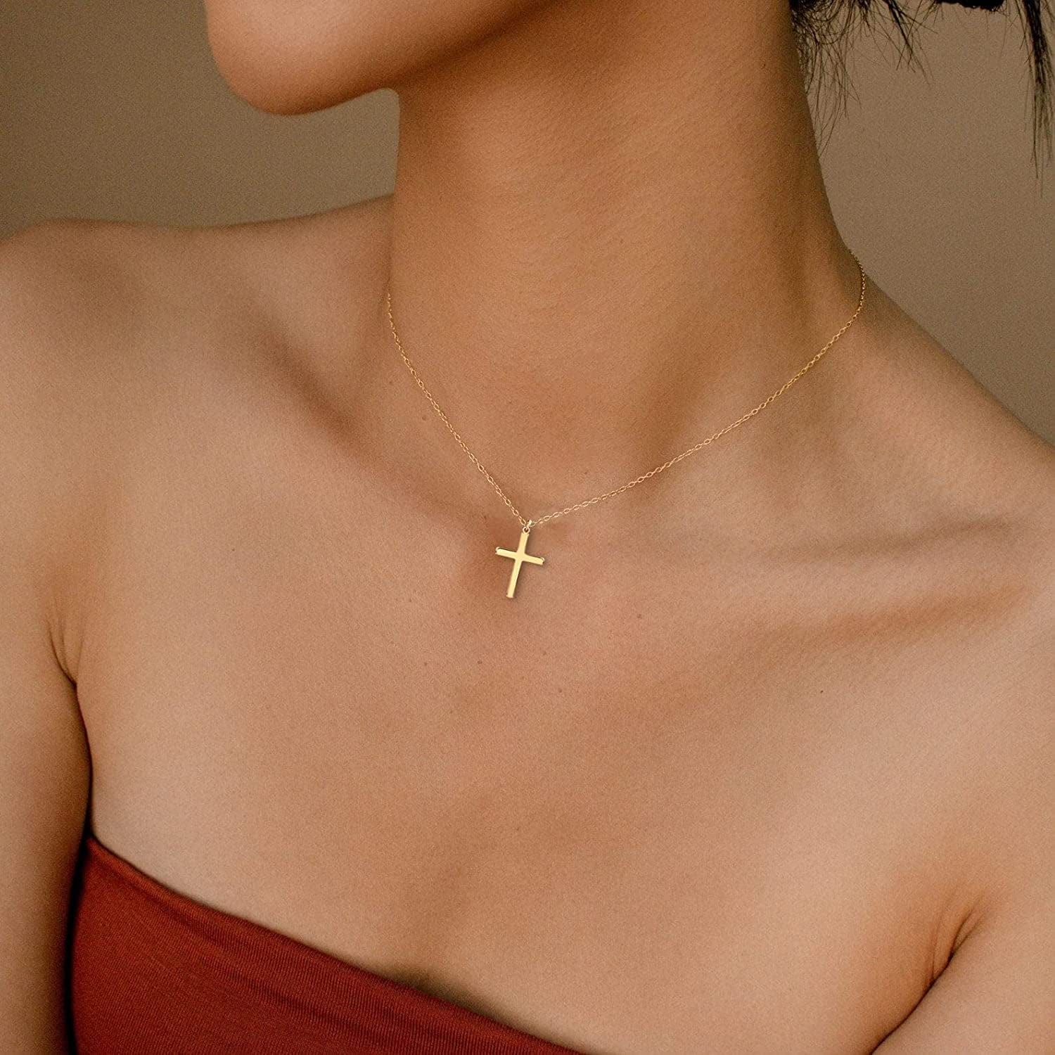 Cross Necklace for Women, 14K Gold Plated/Sterling Silver Chain Necklace Dainty Layered Gold Cross Pendant Necklace Simple Cute Necklaces for Women Gold Jewelry for Women