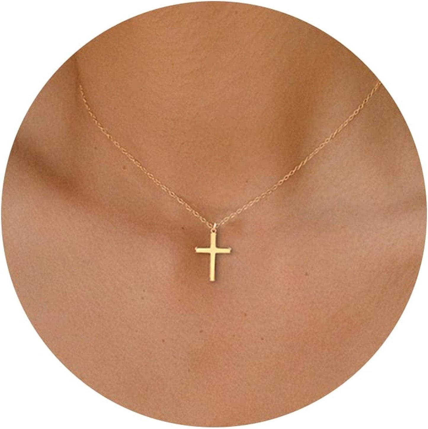 Cross Necklace for Women, 14K Gold Plated/Sterling Silver Chain Necklace Dainty Layered Gold Cross Pendant Necklace Simple Cute Necklaces for Women Gold Jewelry for Women Style 7
